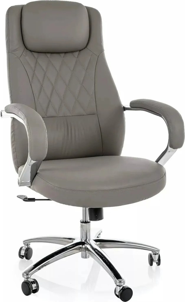 Scaun birou Q-07, gri, piele ecologică, 68x51x116 cm
