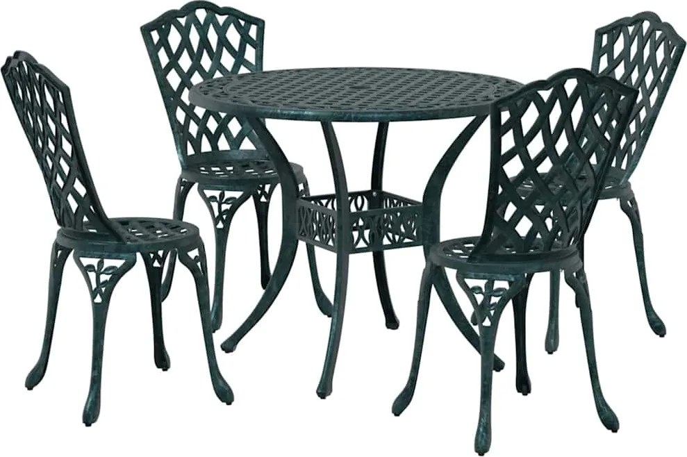 vidaXL Set de masă pentru grădină 5 pcs Verde Aluminiu
