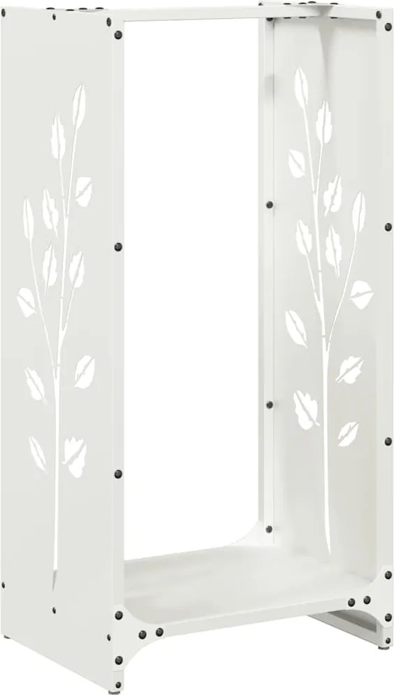 vidaXL Suport pentru lemne de foc alb 40x30x80 cm Oțel laminat la rece