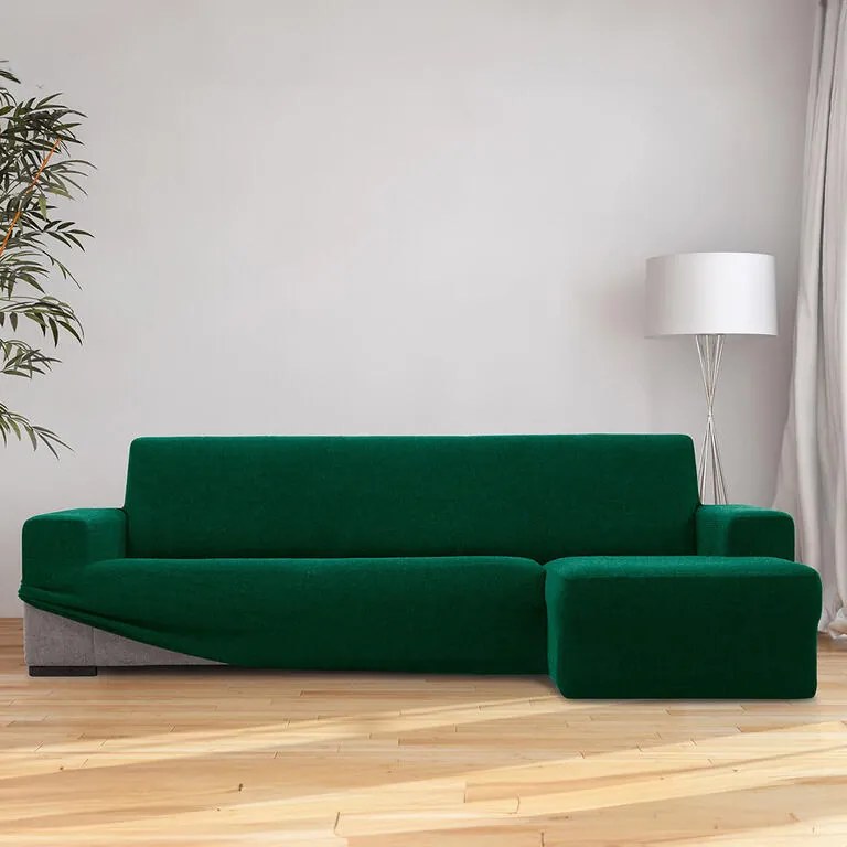 Huse super elastice HARMONIA verzi canapea cu otoman dreapta (l. 210 - 320 cm)