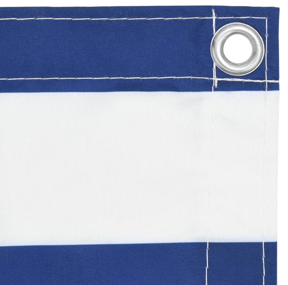 Paravan de balcon, alb si albastru, 90x300 cm, tesatura oxford Alb si albastru, 90 x 300 cm