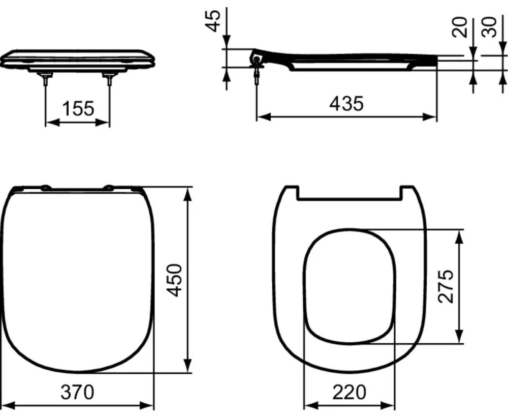 Capac wc soft close Ideal Standard Tesi Slim alb mat Alb mat