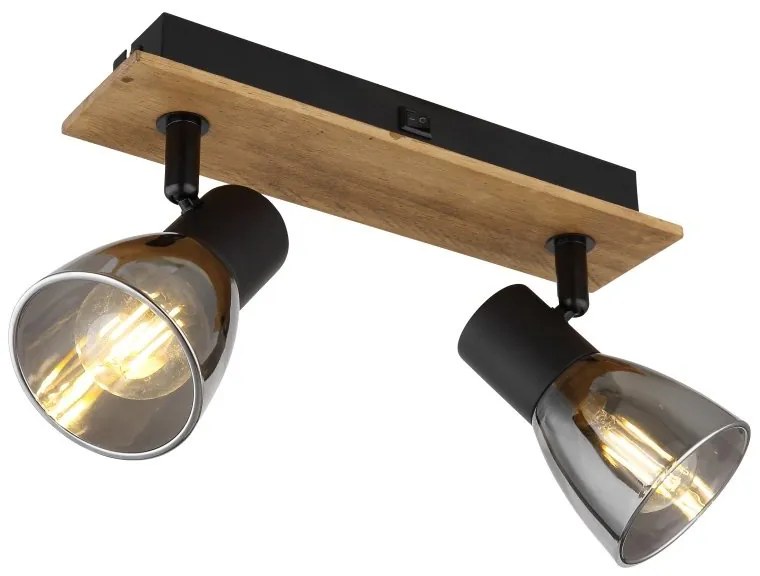 Aplica de perete / tavan cu 2 spoturi directionabile design modern CLAUDE negru, maro
