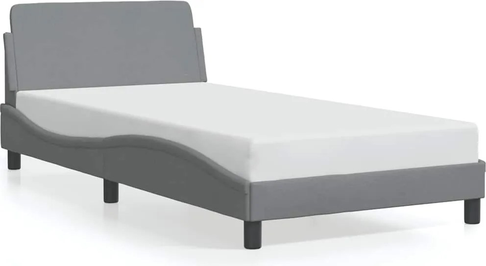 vidaXL Cadru de pat, Dover, gri deschis, 100x200 cm, textil