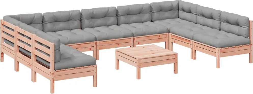 vidaXL Set canapele grădină cu perne, 10 piese lemn masiv brad douglas