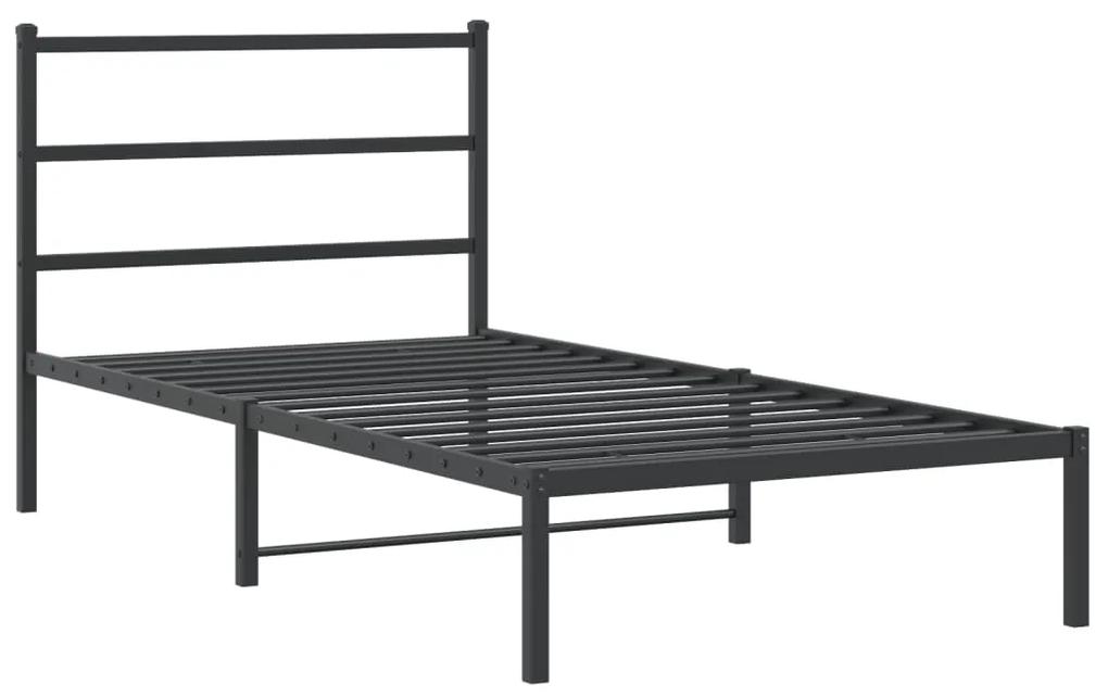 355359 vidaXL Cadru de pat metalic cu tăblie, negru, 100x190 cm