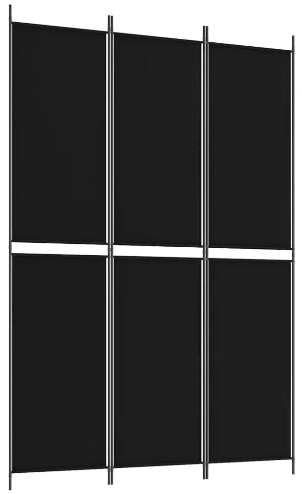 350245 vidaXL Paravan de cameră cu 3 panouri, negru, 150x220 cm, textil