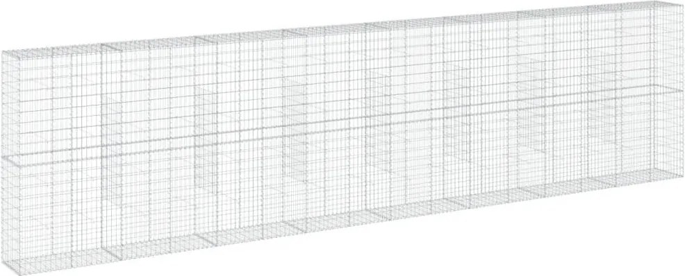 vidaXL Coș gabion cu capac, argintiu, 800x50x200 cm, fier galvanizat