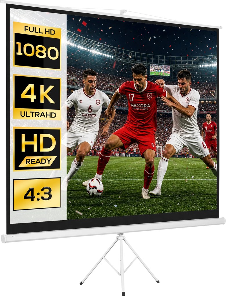 HOMCOM Ecran Proiector de 120" Format 4:3 din Tesatura Tip Plasa, Plastic si Metal cu Trepied, 244x183 cm, Alb | Aosom Romania