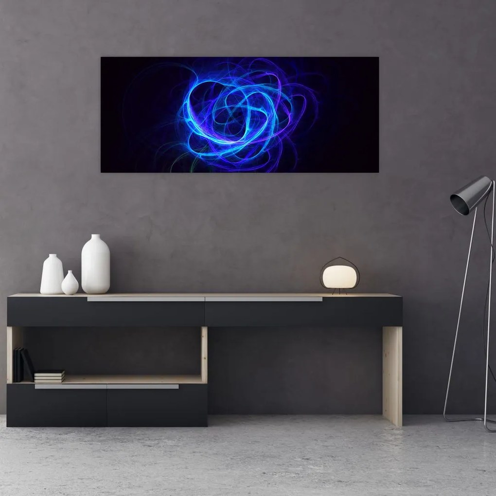 Tablou cu ghem  albastru  abstract (120x50 cm), în 40 de alte dimensiuni noi