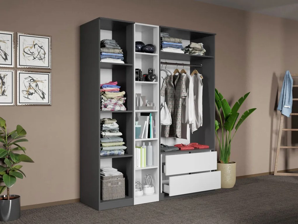 Set mobila dormitor 4 piese Gri/Alb Shape C04