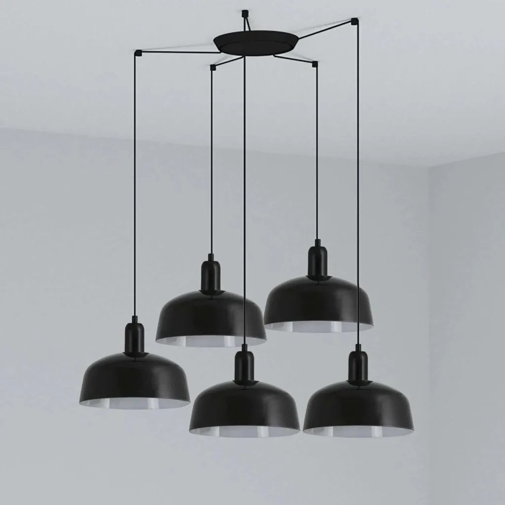 Lustra suspendata design modern TATAWIN M 5L negru