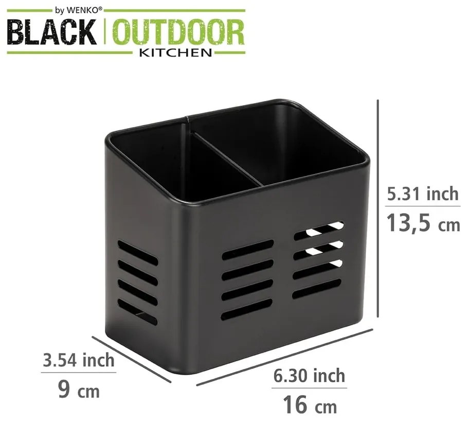 Suport pentru tacâmuri Wenko Black Outdoor Kitchen Baco, negru