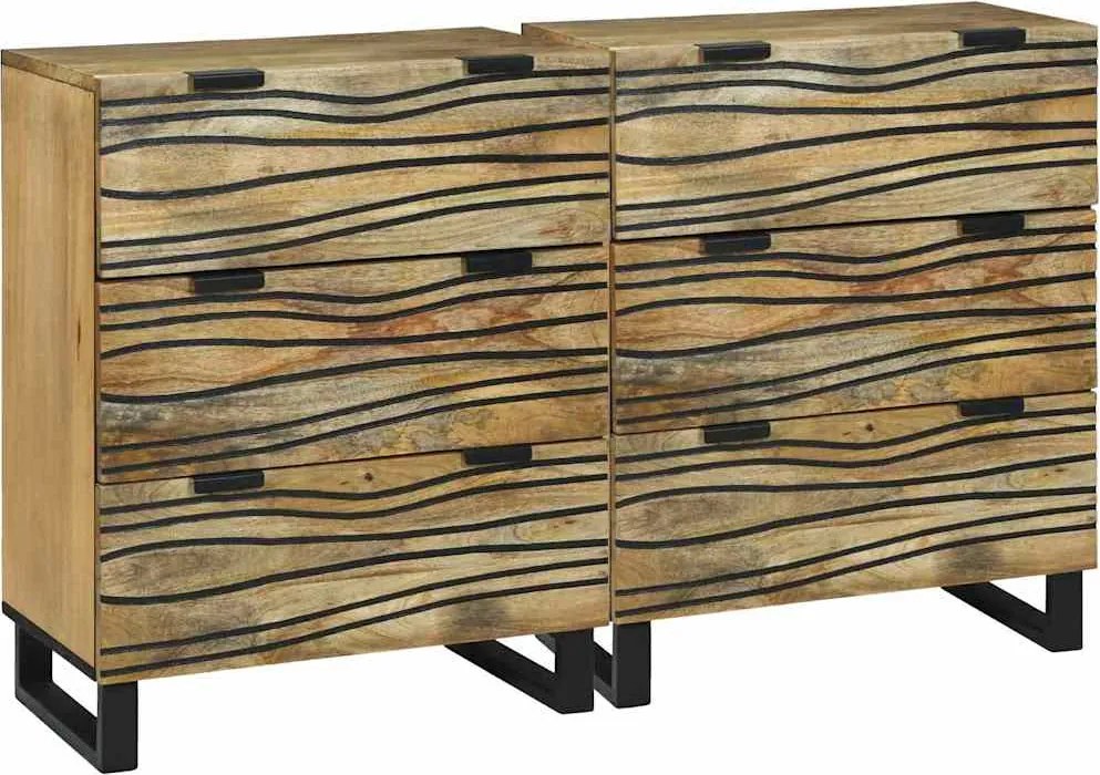 vidaXL Set de bufet cu sertar 2 pcs natural 60 x 33,5 x 75 cm