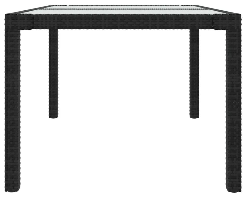 Set mobilier de exterior cu perne, 5 piese, negru, poliratan Alb si negru, Lungime masa 150 cm, 5