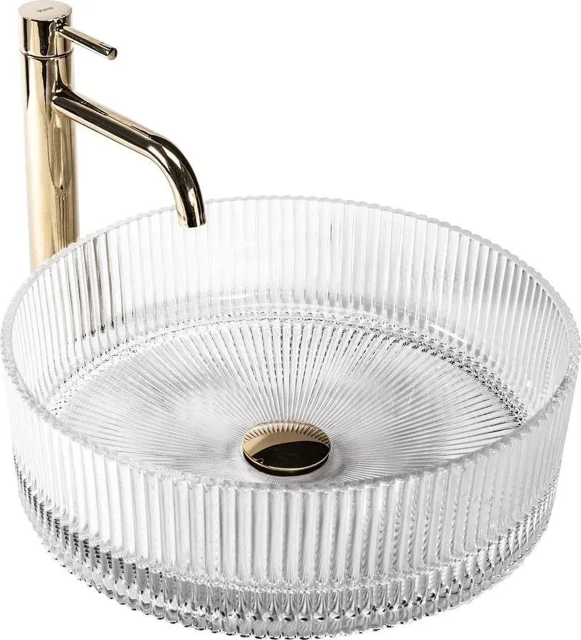 Lavoar din sticla pe blat Rea Ingrid 39,5 cm transparent lucios