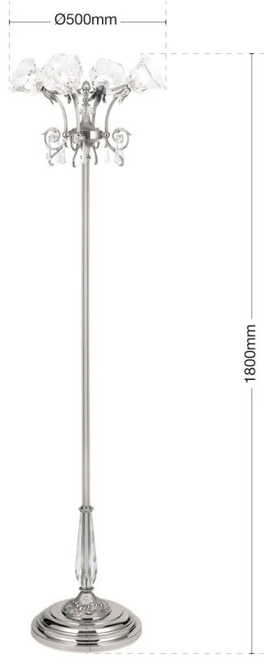 Lampadar, Lampa de podea design clasic LA BOHEME, argintiu antic