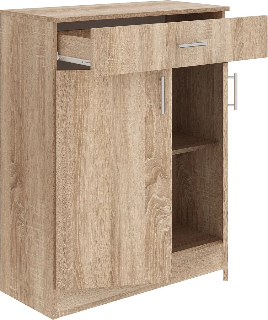 Comoda Tisa, 1 Sertar, 2 Usi, Stejar Sonoma, 80 x 35 x 100 cm