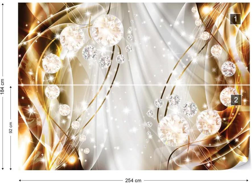GLIX Fototapet - Luxury Ornamental Design Gold Diamonds Vliesová tapeta  - 254x184 cm