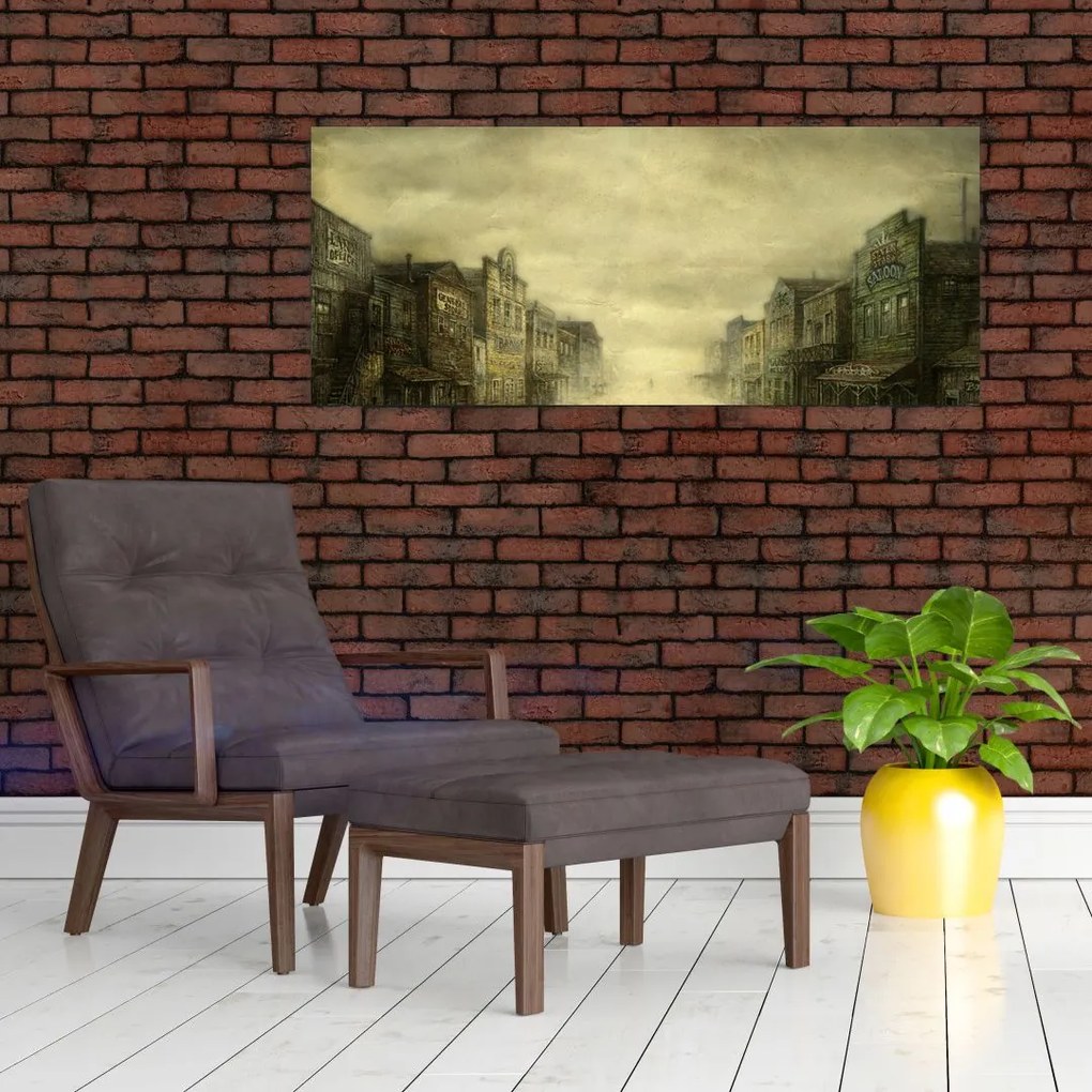 Tablou - Oraș colorat, abstracție (120x50 cm)