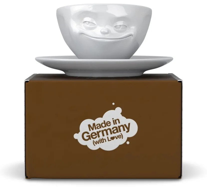 Ceașcă din porțelan pentru cafea 58products Smile, 200 ml, alb