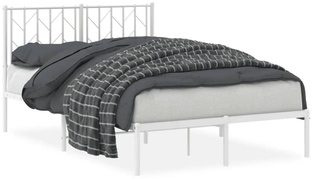 374483 vidaXL Cadru de pat metalic cu tăblie, alb, 120x190 cm