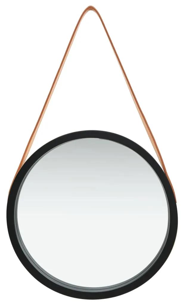 Oglinda de perete cu o curea, 40 cm, negru 1, Negru,    40 cm