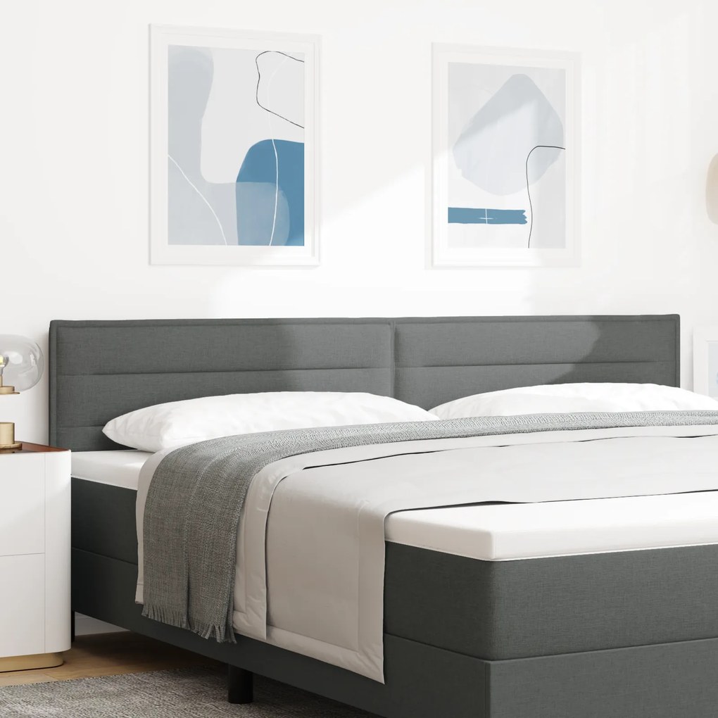 vidaXL Tăblie LED Design Linii Gri Închis 200 cm Țesătură