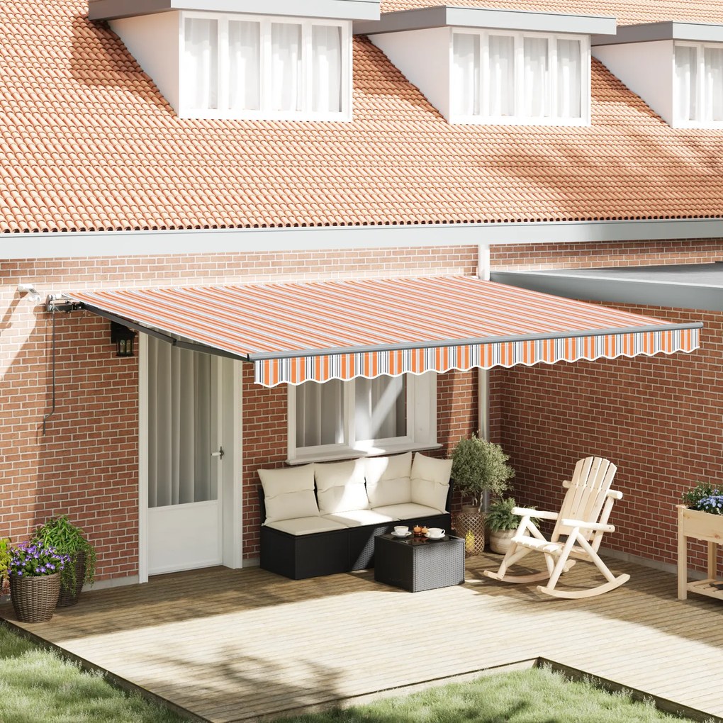 vidaXL Marchiză Retractabilă Automată cu Dungi LED Multicolore 450x300 cm