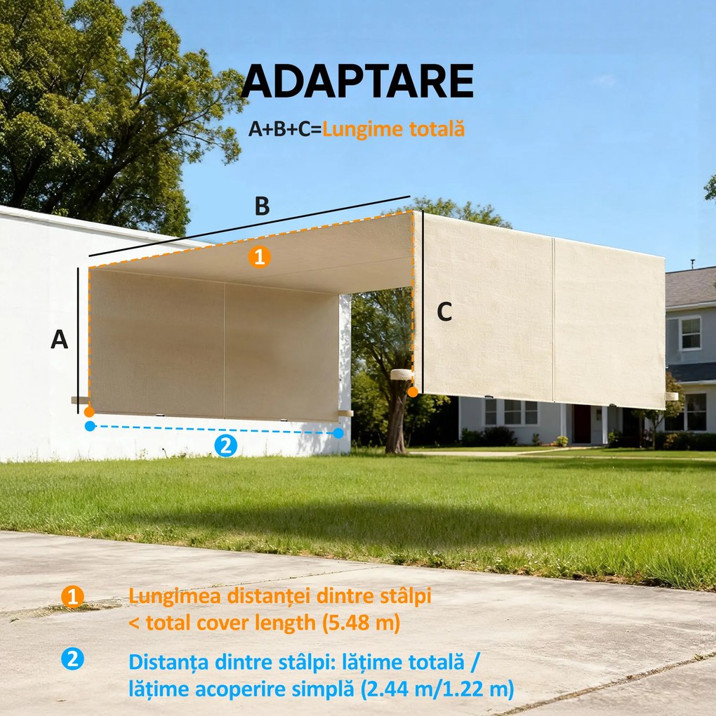 Outsunny 2 Bucăți Husă de Schimb pentru Pergolă, Copertină de Umbrire, Ușor de Instalată, pentru Pergolă 3 x 3(m), Bej | Aosom Romania