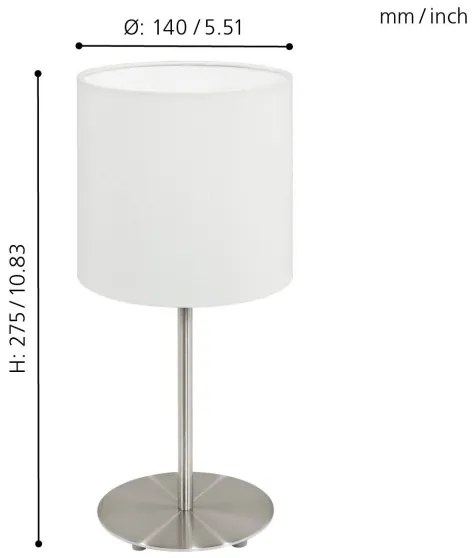 Lampă de masă Eglo 54744 ANADIA 1xE14/40W/230V alb/crom mat
