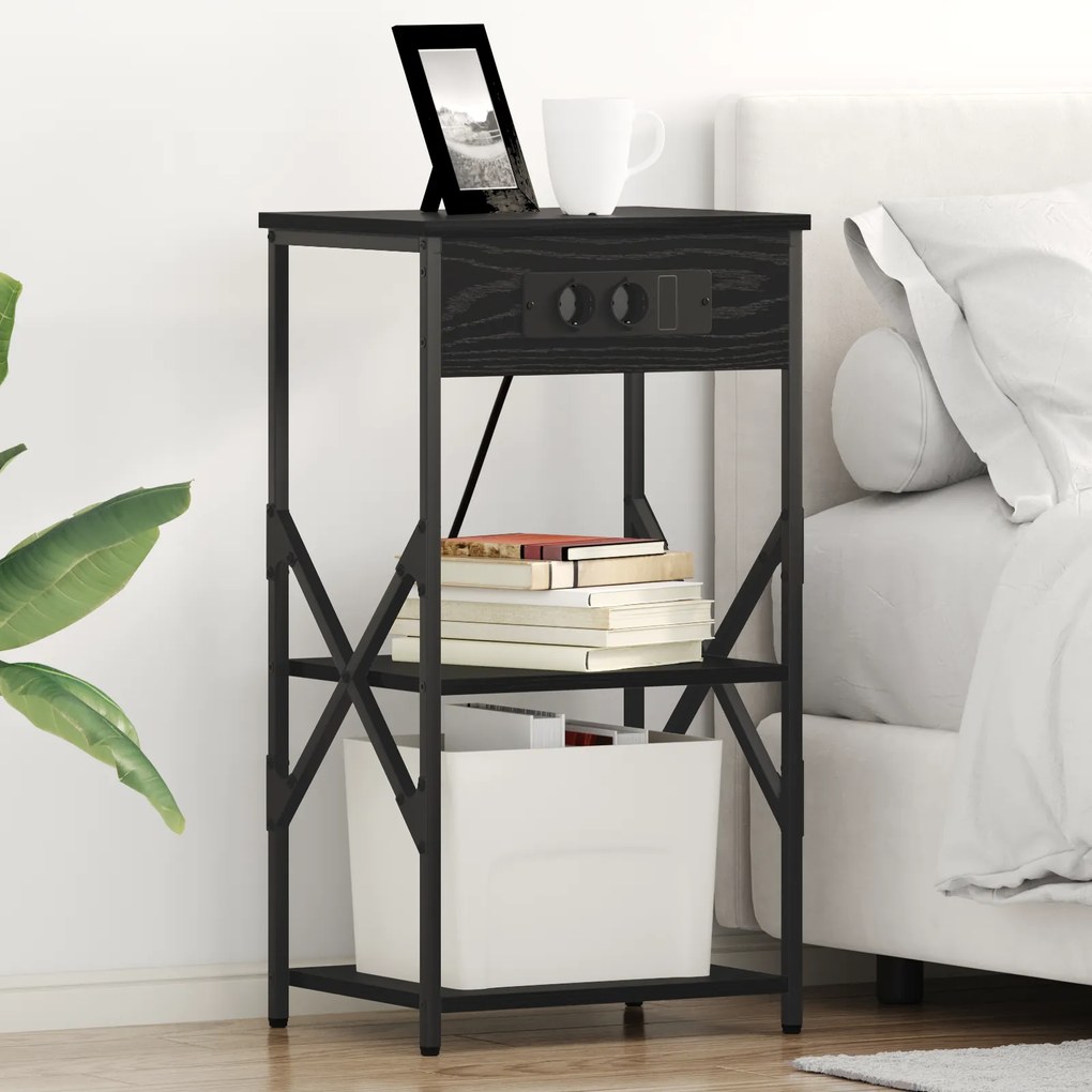 vidaXL Noptiere 2 pcs Stejar negru 41 x 31 x 76 cm Lemn compozit