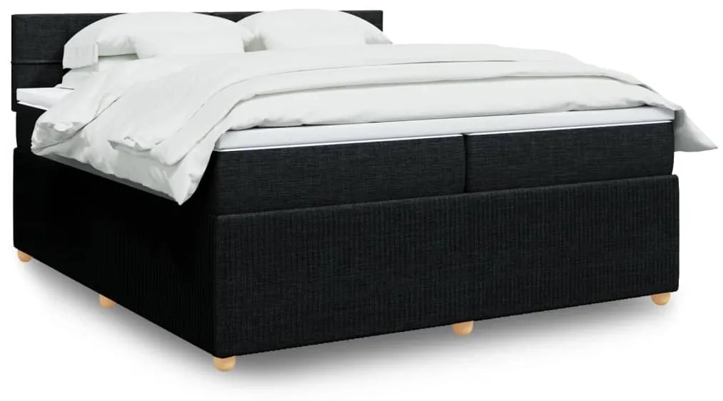 3289865 vidaXL Pat box spring cu saltea, negru, 200x200 cm, textil