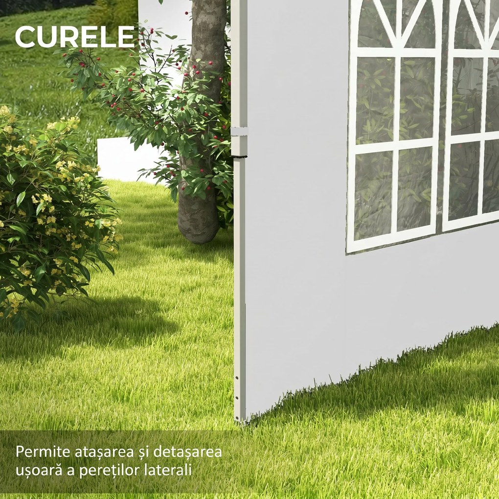 Outsunny Panouri Laterale pentru Foisor cu Fereastra pentru Foisor Pliabil de 3x3(m) sau 3x4m, 2 Bucati de Rezerva Laterale, Alb | Aosom Romania