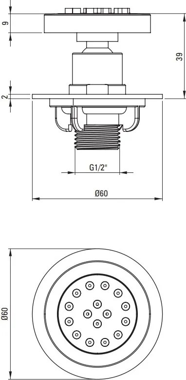 CASCADA Duza Rotundă de Duș incastrata NAC_F77K Finisaj: Oțel periat