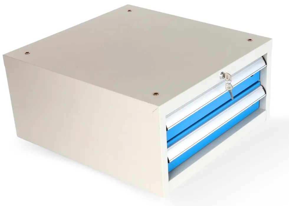Dulap pentru masa atelier Solid, 2 sertare, albastru - ral 5012