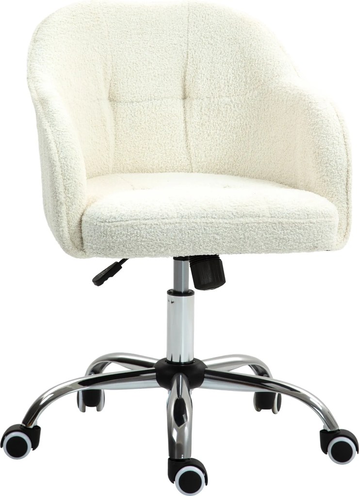 HOMCOM Scaun de birou, fauteuil de birou ergonomic, înălțime reglabilă, șezut și spătar umplute, crem | Aosom Romania