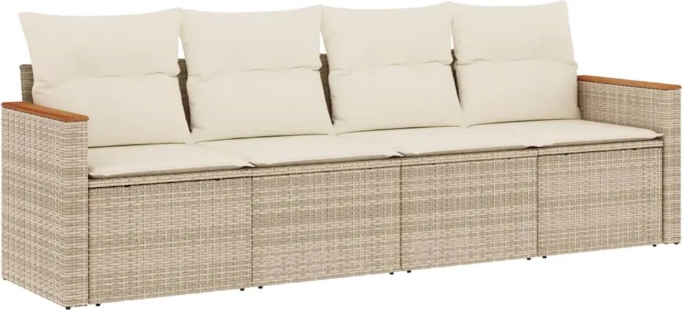 vidaXL Set canapele de grădină, 4 piese, cu perne, bej, poliratan