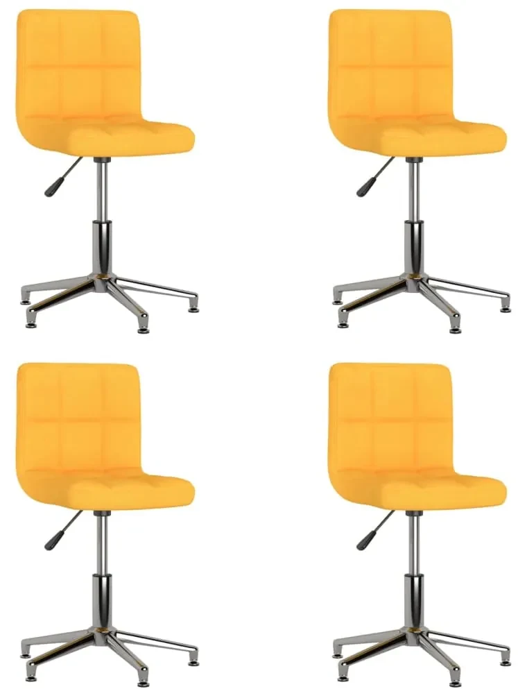 3087611 vidaXL Scaune de bucătărie pivotante 4 buc. galben muștar textil