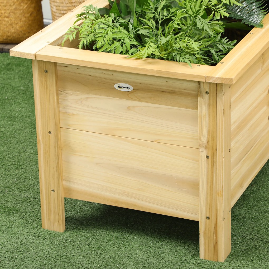 Outsunny Jardinieră înălțată din lemn ghiveci exterior în formă de L cu material nețesut grădină urbană 120x120x50 cm Natural | Aosom Romania