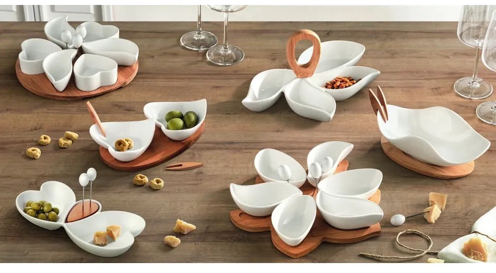 Set 6 boluri servire cu tavă din bambus Brandani Hors