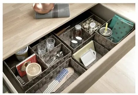 Compactor Organizator depozitare pentru sertar L TEX, 30 x 12 x 7 cm, taupe, L