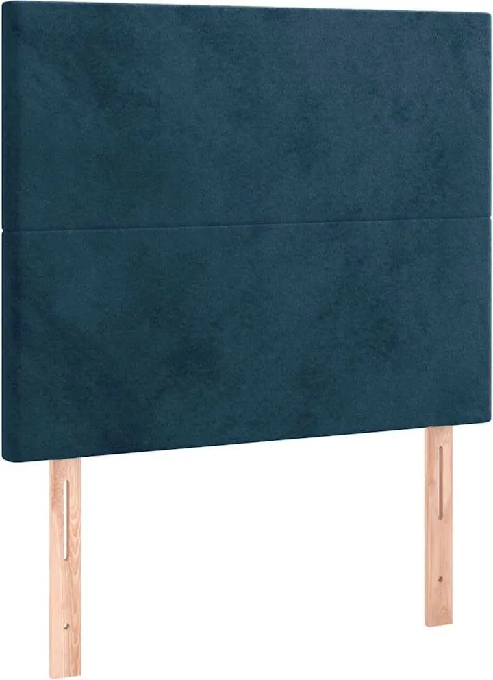 vidaXL Tăblie de pat albastru închis 100x5x118/128 cm catifea
