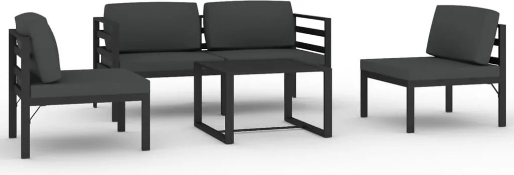 vidaXL Set mobilier de grădină cu perne, 5 piese, antracit, aluminiu