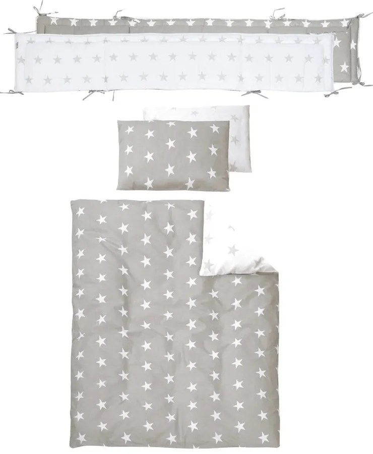 Pătuț alb cu roți și baldachin 60x120 cm Little stars – Roba