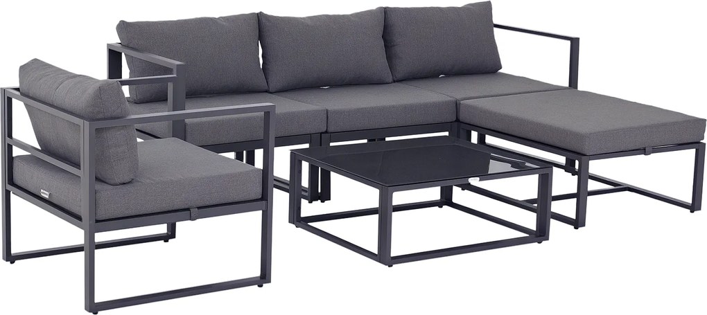 Outsunny set de mobilier de grădină 6 piese, canapele și scaune aluminiu, poliester, sticlă, gri pentu 4–5 persoane | Aosom Romania