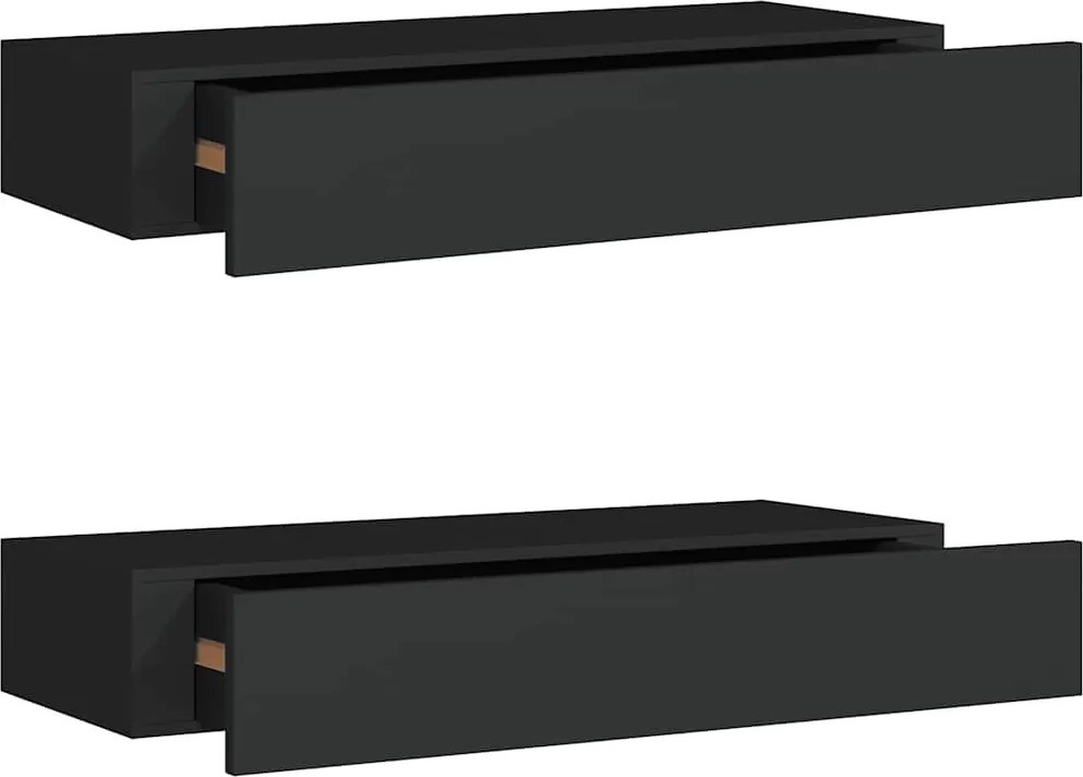 vidaXL Dulapuri de perete cu sertare 2 buc. negru 60x23,5x10 cm MDF