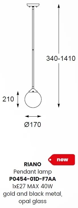 Lustra, Pendul modern modern RIANO auriu/ alb P0454-01D-F7AA ZL