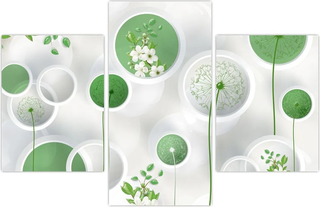 Tablou - Flori în cercuri (90x60 cm)