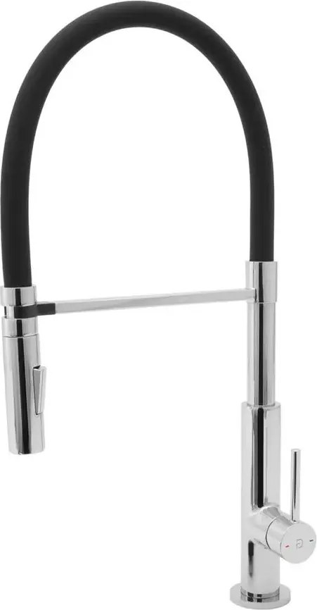Baterie bucatarie cu pipa flexibila FDesign Avanza negru - crom lucios